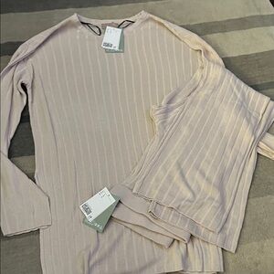 H&M Cream Ribbed Knit Set